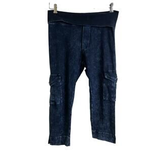 Vtg Hard Tail Cropped Cargo Pants Womens Medium Blue Stonewash Comfort Y2K